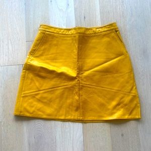 Zara yellow leather mini skirt size L.